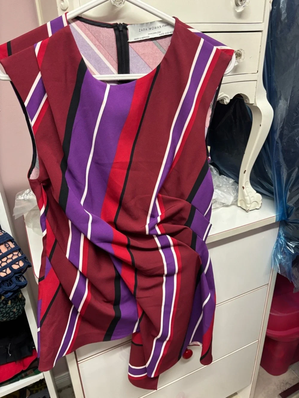 Zara Multicolor Striped Sleeveless Dress Top - Picture 2 of 3